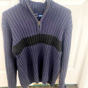 GAP Men's Navy and Black Zip-Up Sweater